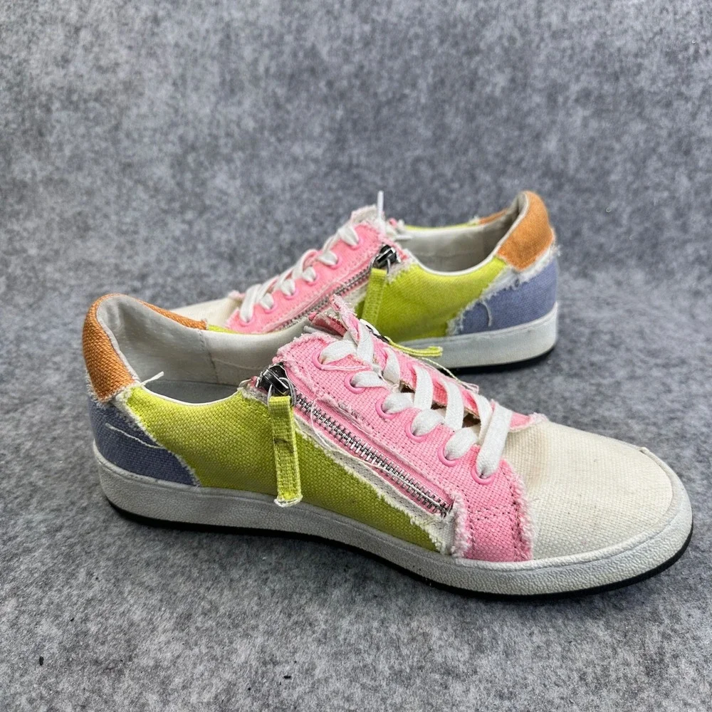 Dolce Vita Miya Womens Size 8 Sneakers Multicolor Canvas Side Zip Lace Up Shoes